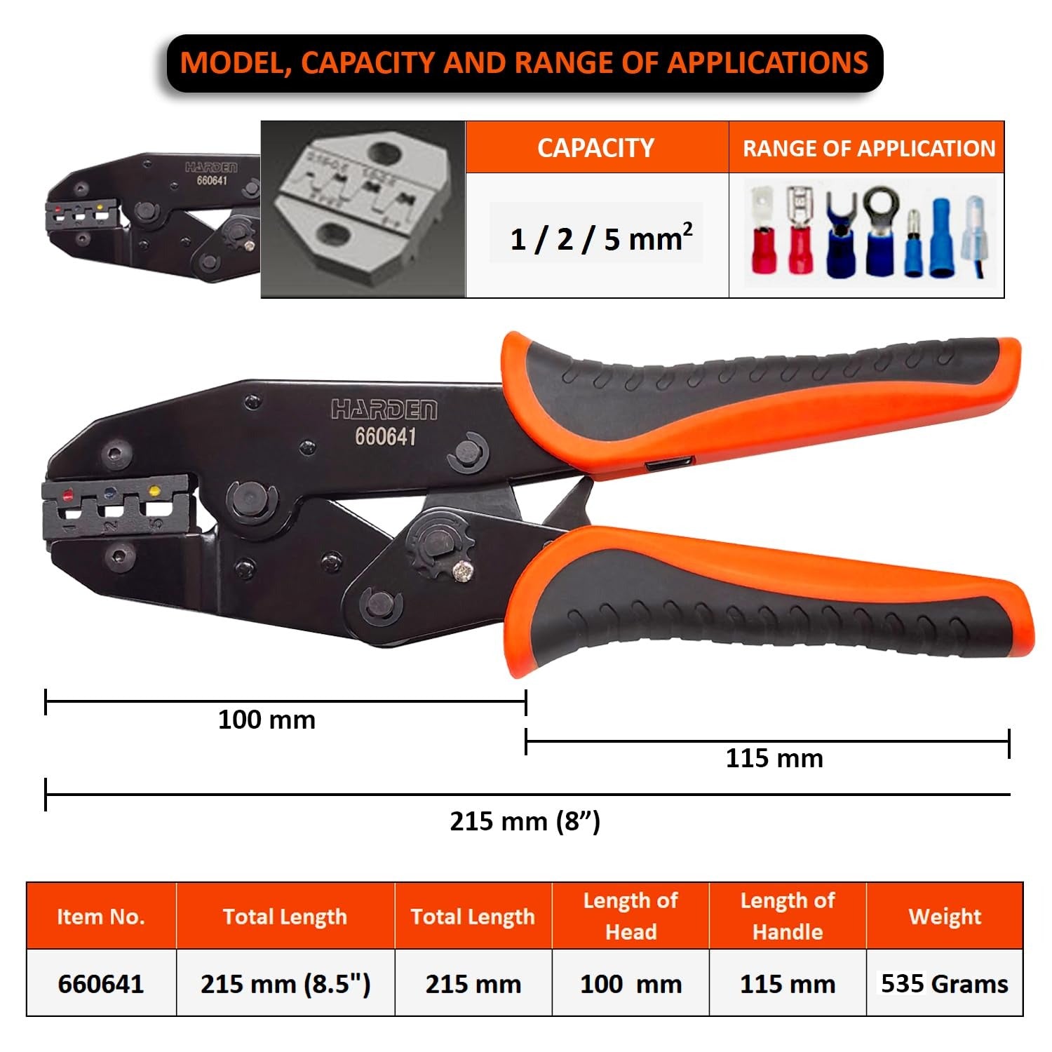 215 MM RATCHET TYPE MODULAR CRIMPING PLIER