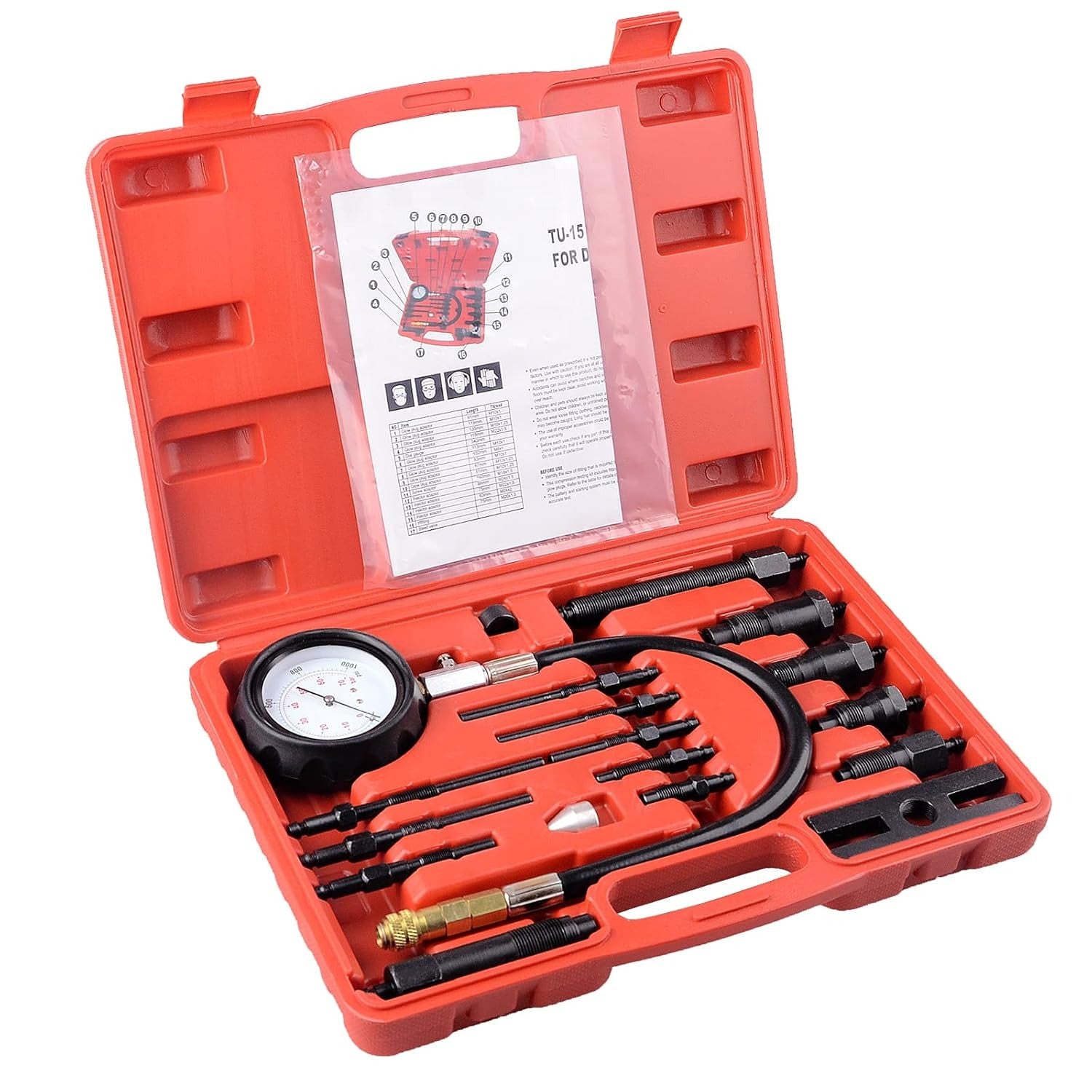 Automotive Diesel Engine Compression Tester Kit Cylinder Pressure Test Kit