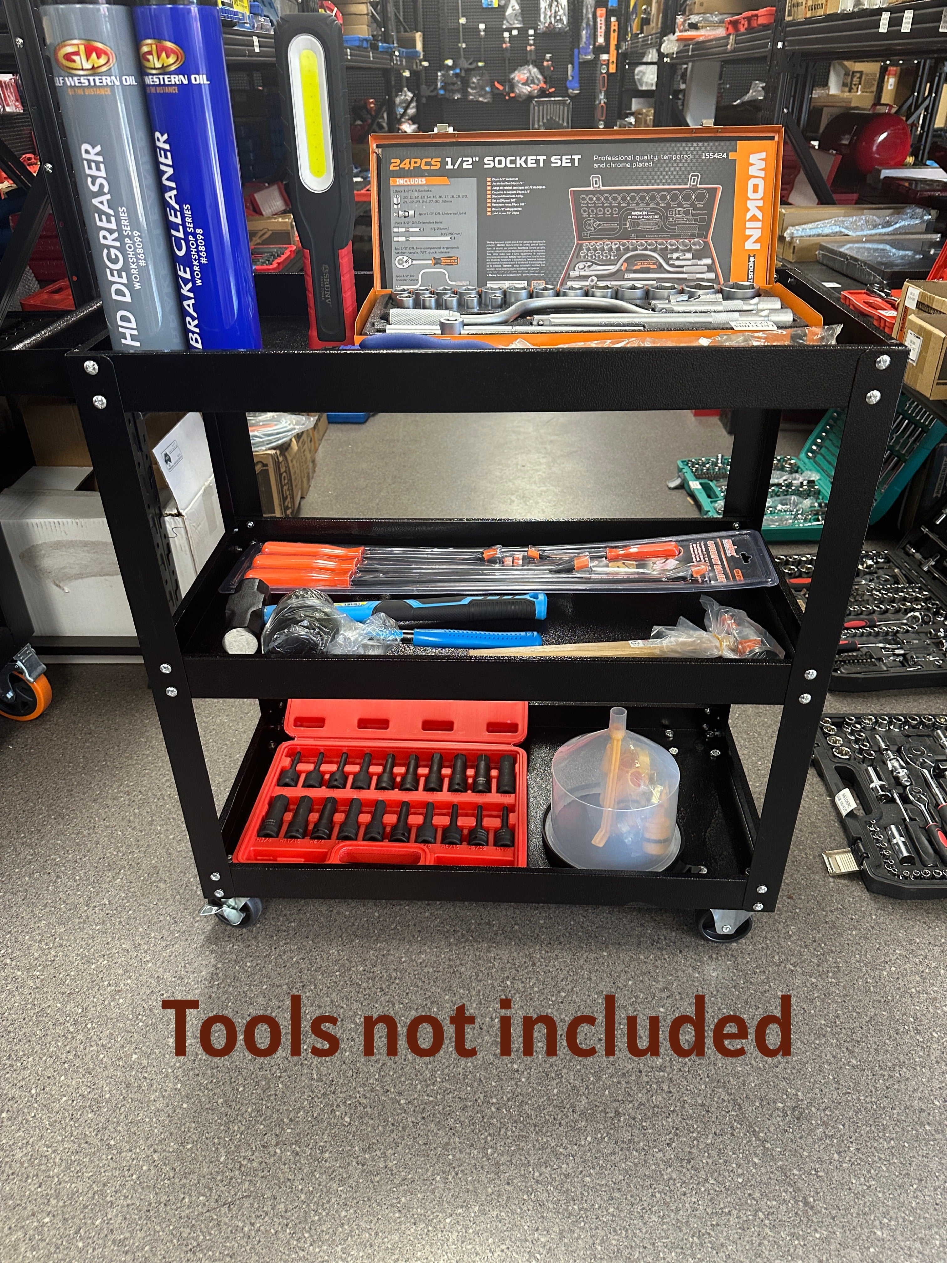 3- TIER WORKSHOP TOOL TROLLEY 78X36X77 CM