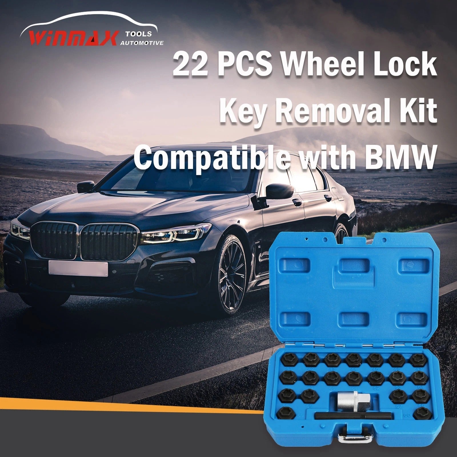 22Pc BMW Wheels Locks Socket Anti-Theft Wheel Locking Bolt Nut Key Removal Set
