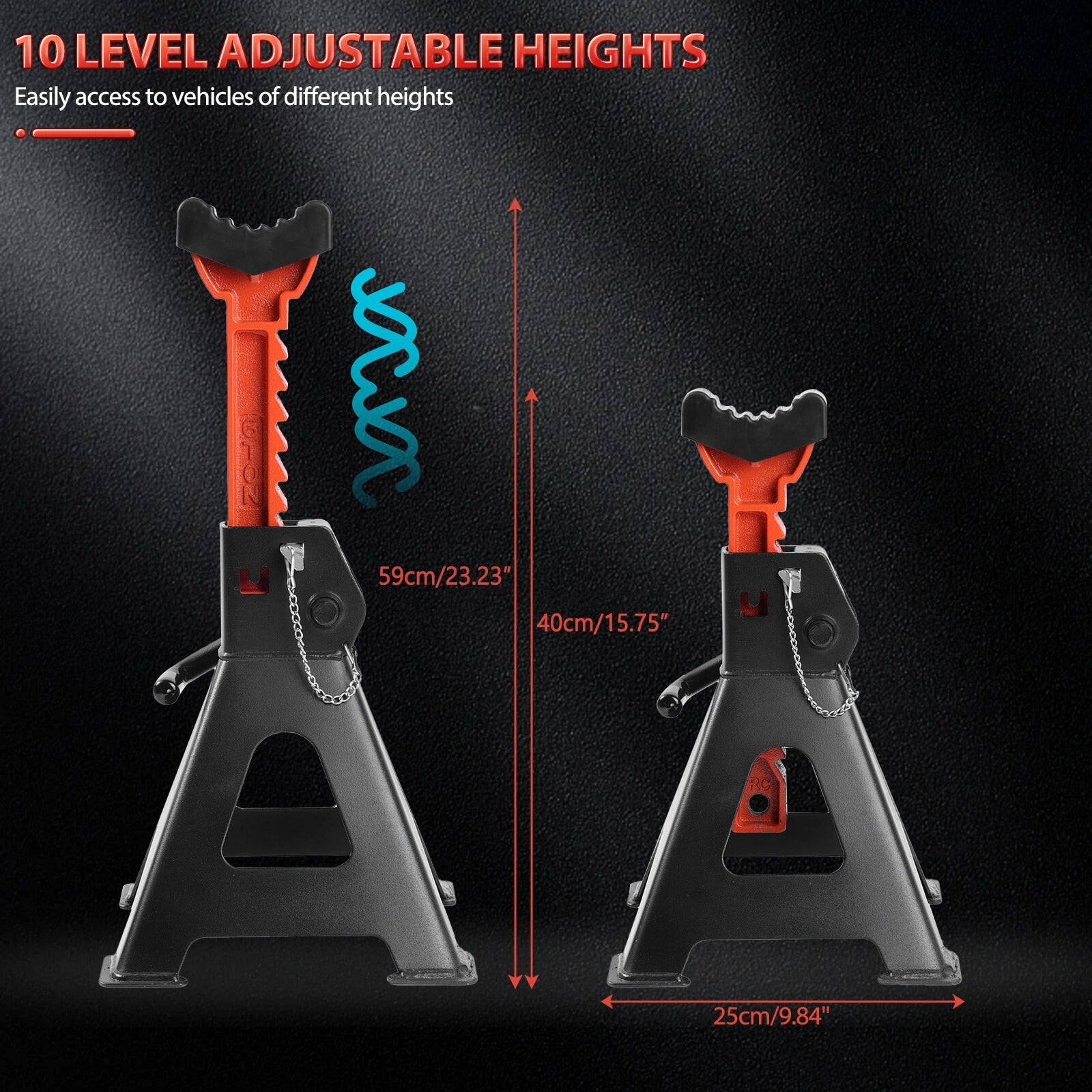 JACK STAND 6 TON ADJUSTABLE RATCHET TYPE WITH PIN (PAIR)