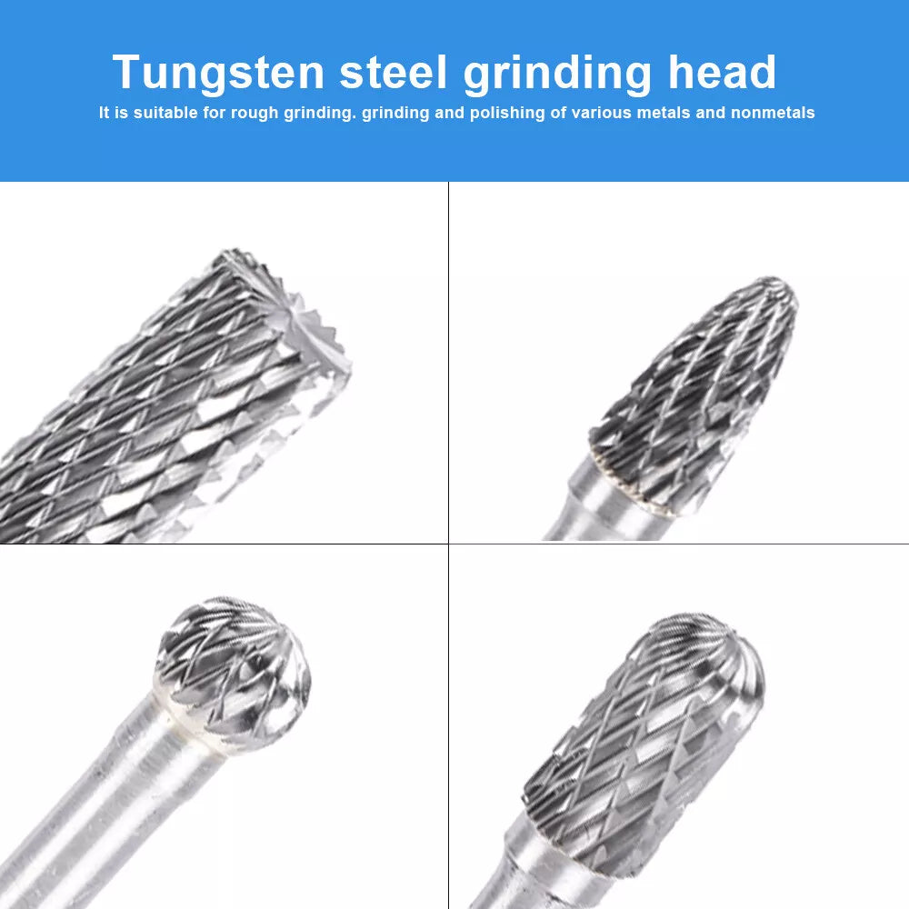 8 PC 1/4" SHANK TUNGSTEN CARBIDE BURR SET