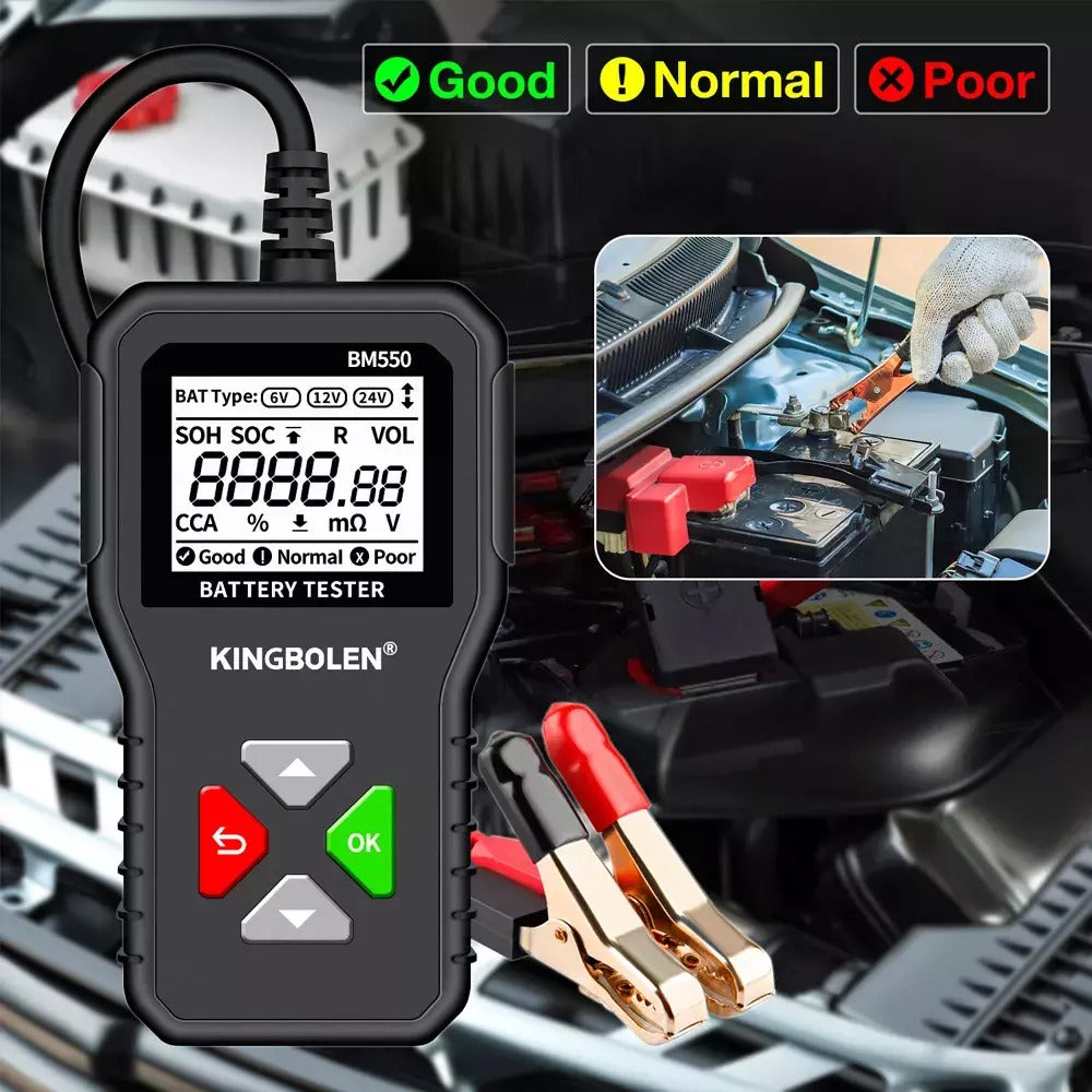 BM550 Auto Car Battery Tester 6V 12V 24V Cranking Charging Battery Analyzer BT50