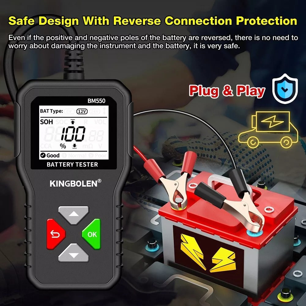 BM550 Auto Car Battery Tester 6V 12V 24V Cranking Charging Battery Analyzer BT50