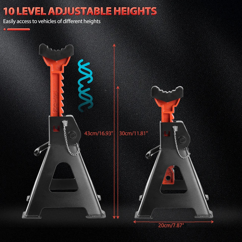 JACK STAND 3 TON ADJUSTABLE RATCHET TYPE WITH PIN (PAIR)